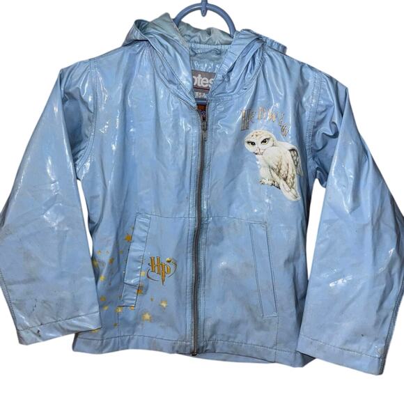 Y2K 2000 Harry Potter kids’ Hedwig blue rain jacket (small 8/10)*PLEASE READ* - Picture 1 of 12